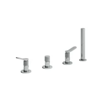 CRIES122 Смеситель для ванны, монтируемый на палубе, на 4 отверстия, с выдвижным ручным душем с защитой от известкового налета, переключателем на 2 отверстия и FOLLOW ME Cristina Rubinetterie