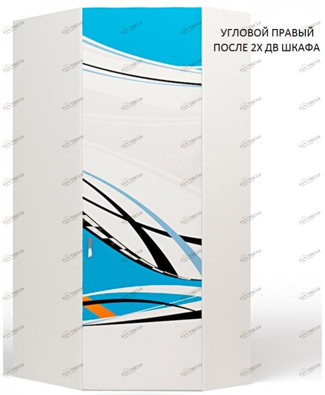 Шкаф угловой ABC-KING La-Man (правый)голубой 4631148150928