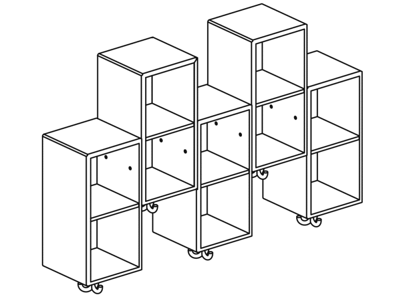 M20.03.004 Двойной модуль расширения асимметричный, 5 мест с тройным крючком HEWI Kids - Вид №4