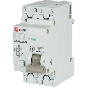 Дифференциальный автомат EKF АД-32 1P N C20 А 30 мА 4.5 кА АС