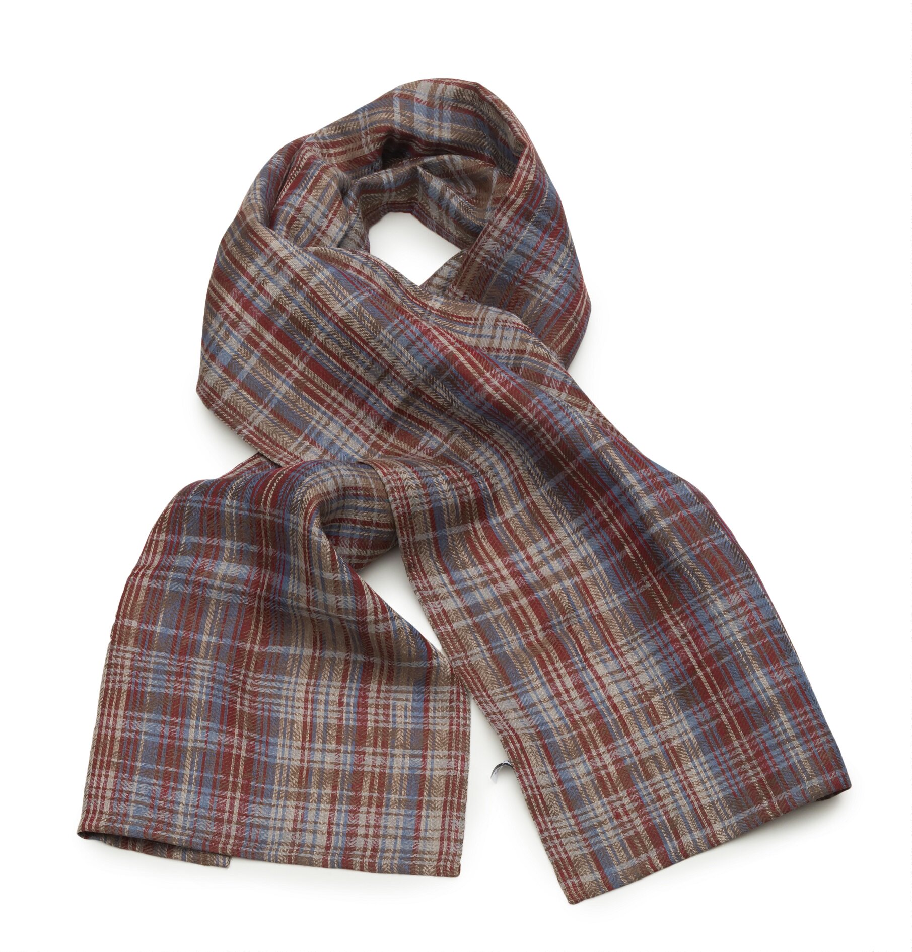 LEI_261_77 Шарф 45/200 лен, клетка бежевая LEITNER Santreyd 