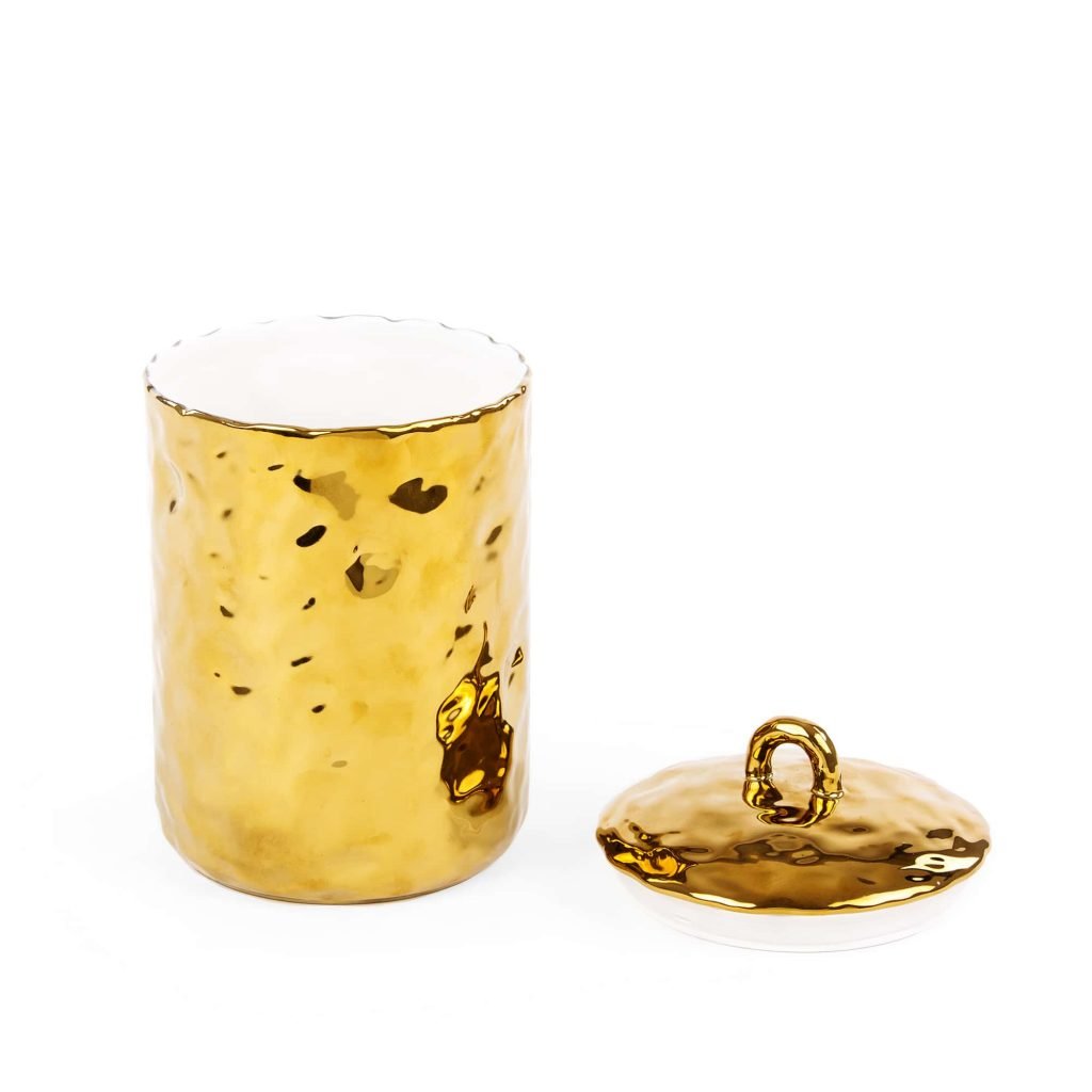 Банка с крышкой фарфоровая 22х14,5 см золотая Fingers Porcelain Gold SELETTI  00-3883324 Золото  - Вид №1