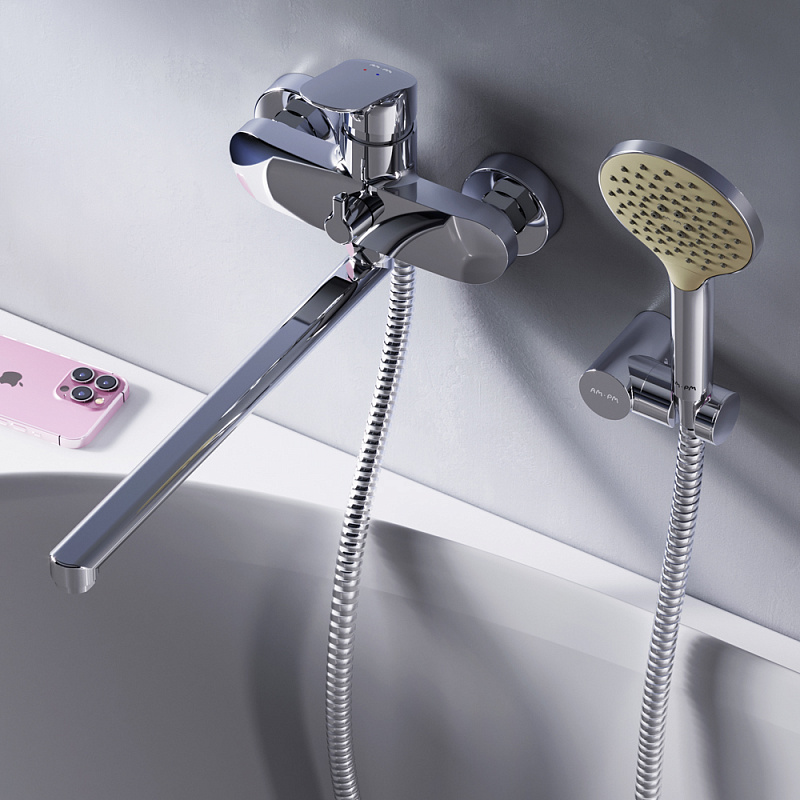 F8095000 смеситель д/ванны/душа излив 320 мм душевой набор хром шт. AM.PM Like - Вид №1