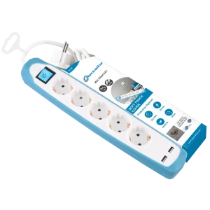 Удлинитель Electraline с 5 розетками и USB-портами 89380141