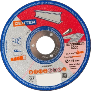 Диск отрезной по нержавеющей стали тип 41 Dexter 115x22.2x3 мм 82007375 STLM-2151179