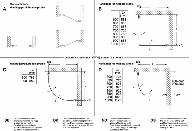 58800080 Гнутая дверь IFO Space SBVK, белые лакированные профили, прозрачное стекло с профилем ручки, SBVK 800 - Вид №4