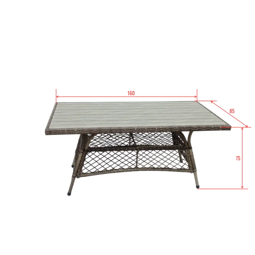 Садовый стол нераздвижной складной Antony 160x85x72 см искусственный ротанг серый 89407080 STLM-2174524 Santreyd - Вид №7