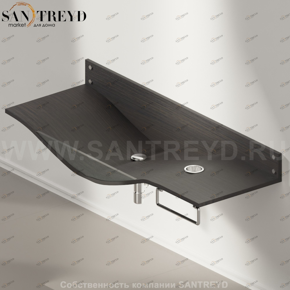 AGAB035000DXRW Подвесная раковина настенная прямоугольная Agape  черная 