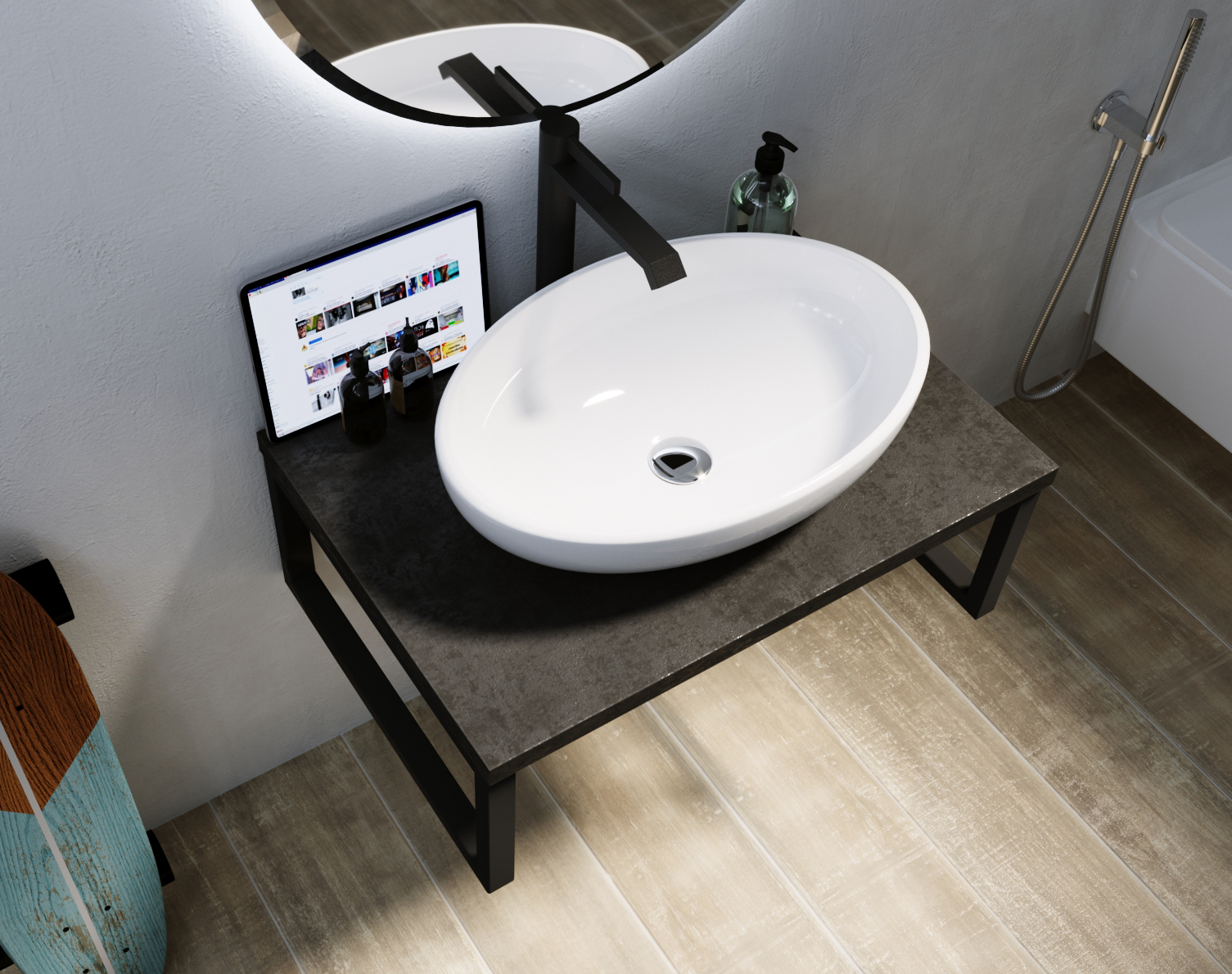 У85836 Столешница GRUNGE LOFT 80 Бетон темно-серый 1 Marka GRUNGE LOFT 