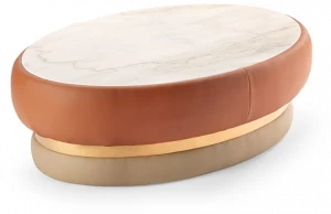 Mambo Unlimited Ideas Овальный журнальный столик из мрамора эстремоз и кожи