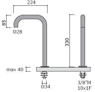 MINA Смеситель для умывальника из нержавеющей стали на 2 отверстия с аэратором Stiriana 6300-6190 - Вид №1