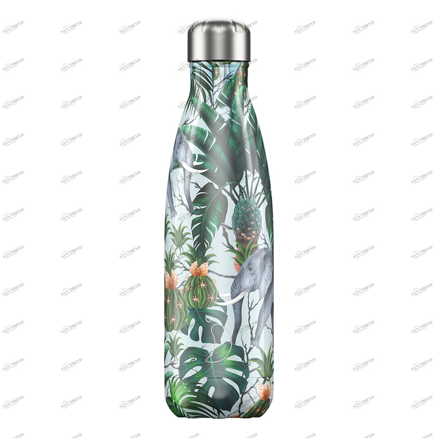Термос из нержавеющей стали зеленый 500 мл Tropical Elephant CHILLY'S BOTTLES ДИЗАЙНЕРСКИЕ 00-3954335 Зеленый 
