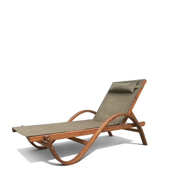 Шезлонг-лежак с подлокотниками в виде зигзага "Мальта" Olive AFINA  130447 Коричневый  - Вид №1