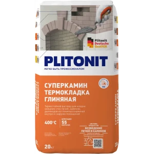 Раствор для кладки огнеупорных кирпичей Plitonit Супер Камин ТермоКладка 20 кг