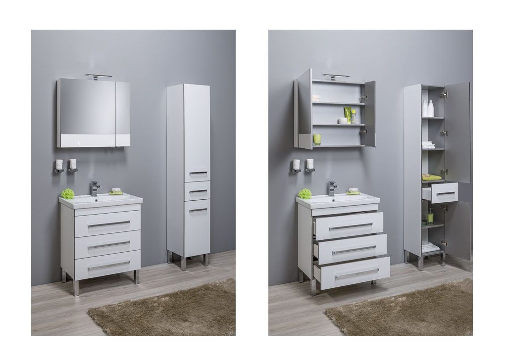 Шкаф-пенал для ванной Aquanet Сиена 35 R белый (напольный) 00189244 - Вид №4