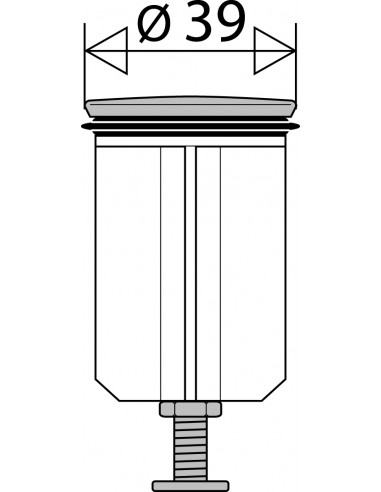 042900 000 01  Оребренный вентиль для слива умывальника, Д. 39 мм, нержавеющая сталь Valentin Хром  - Вид №2