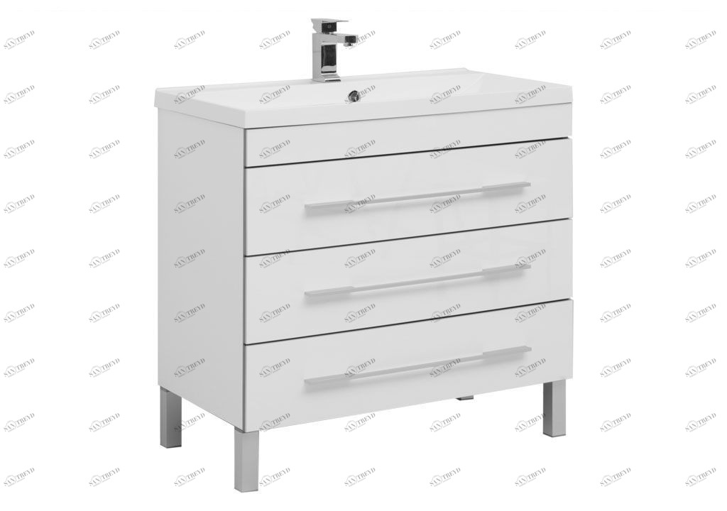 Тумба с раковиной Aquanet Верона NEW 90 белый (напольная 3 ящика) 0017847000204119