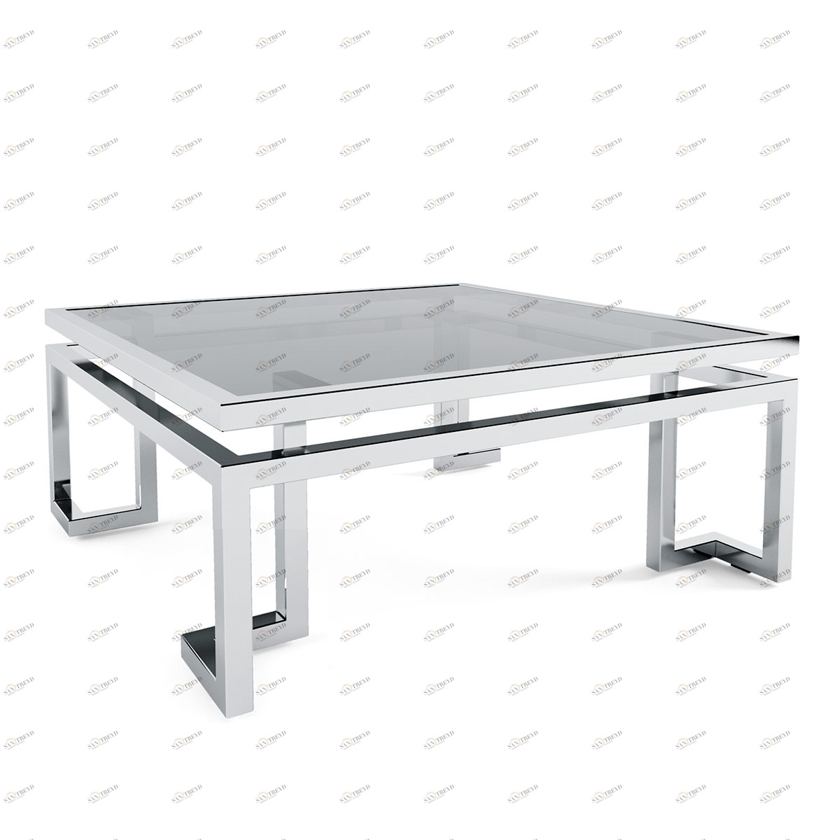 Журнальный столик со стеклянной столешницей 100х100 черный Florian DELIGHT COLLECTION  00-3882223 Хром;черный 