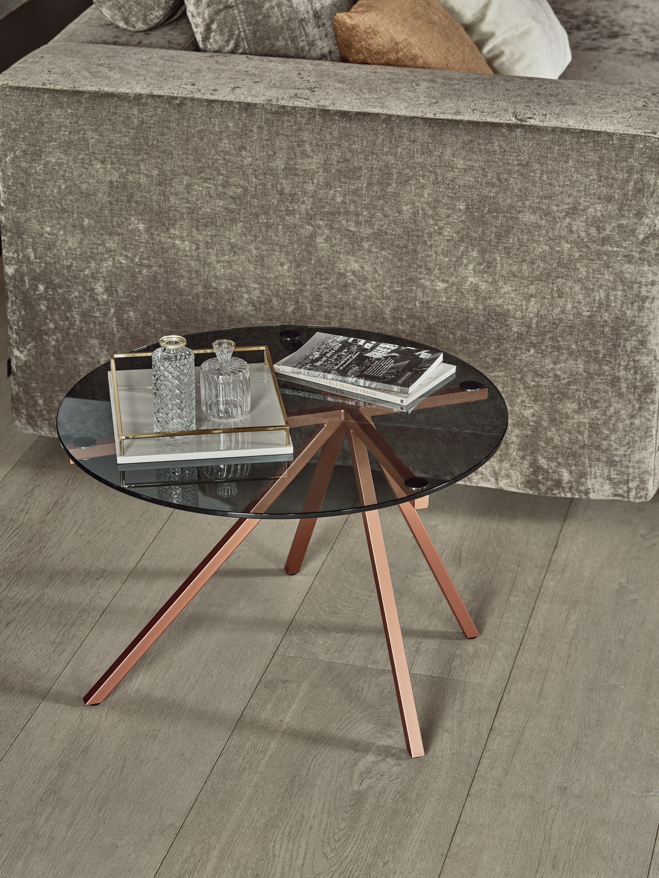 Круглый стол из стали и хрусталя Bontempi Casa RAY ARCH-00061542 - Вид №3