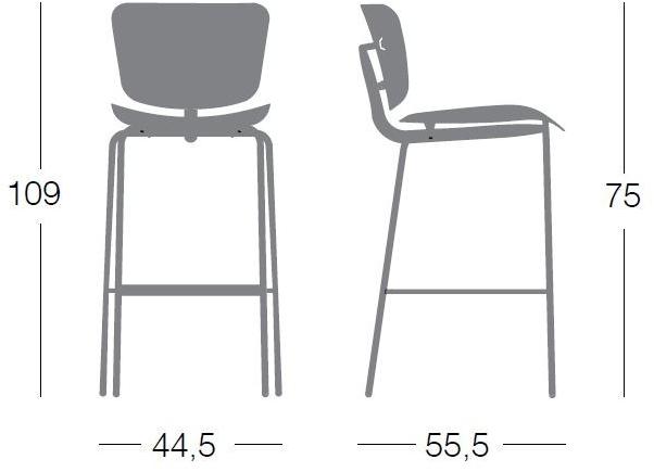 Segis Высокий табурет из поликарбоната со спинкой Slide sun-id-1488206 - Вид №2
