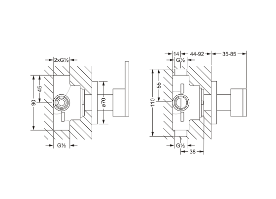 Переключающий вентиль на три положения ½", внешняя часть JOERGER Plateau 630.40.650.000 - Вид №1