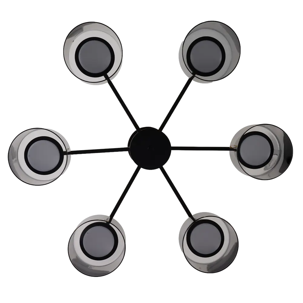 Люстра на штанге Nemico 6 ламп 15 м² цвет черный SCHAFFNER STLM-2153336 - Вид №3