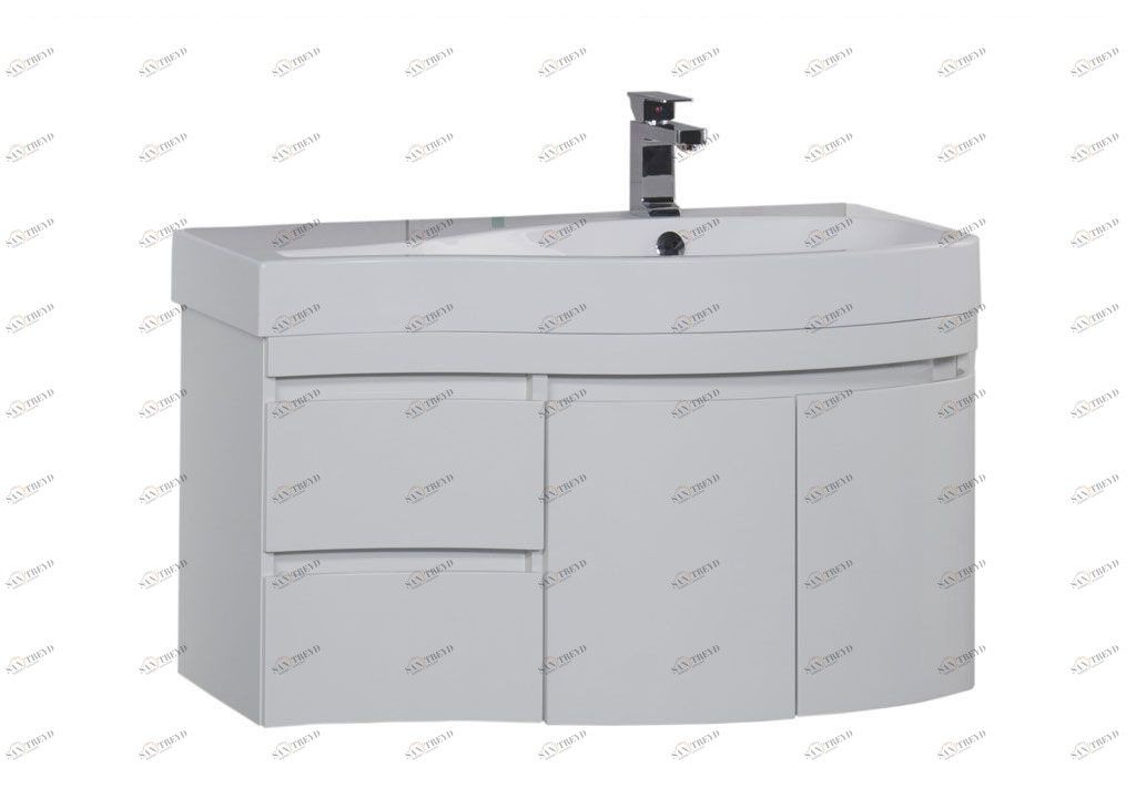 Тумба с раковиной Aquanet Сопрано 95 R белый (2 дверцы 2 ящика) 0016963300169396