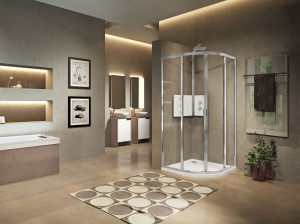 Полукруглая душевая кабина с раздвижной дверью