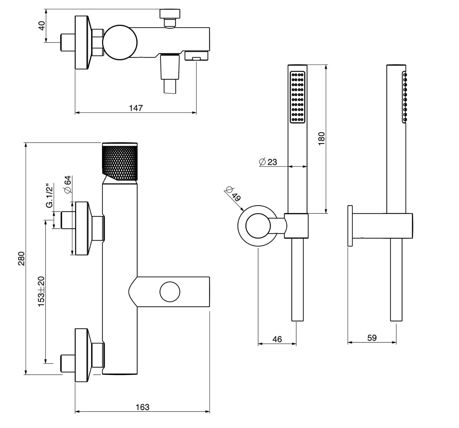 Наружная настенная ванна с ручным душем GATTONI MD ARCH-00045159 - Вид №1