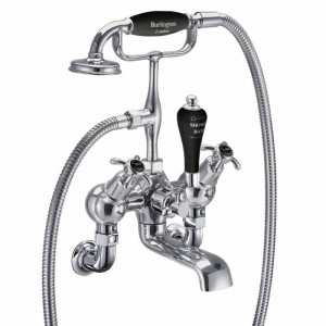 Burlington Угловой смеситель для душа для ванны Anglesey настенный Полный оборот с черным акцентом AN21 BLA