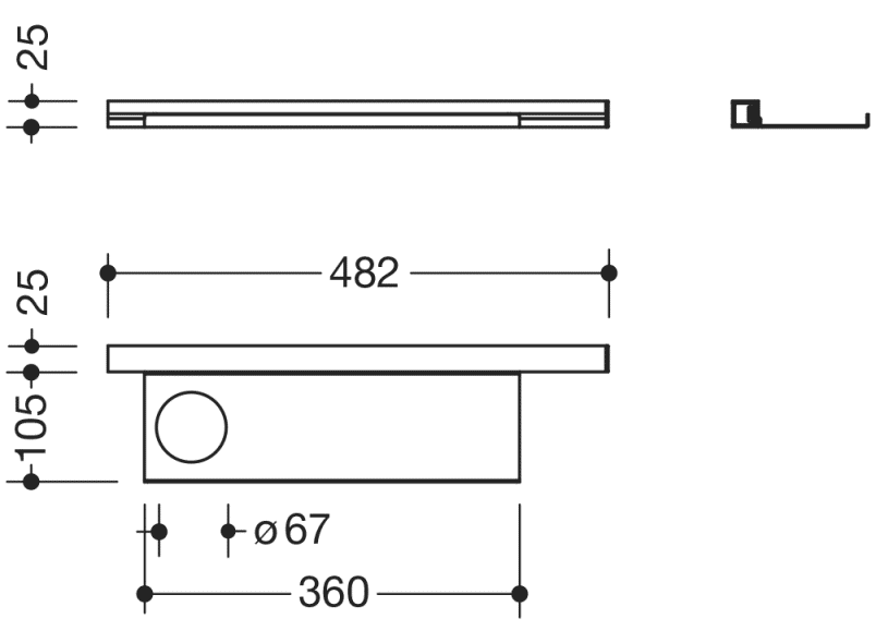950.13.0004 Профиль для умывальника с полкой HEWI USA Produkte  - Вид №1