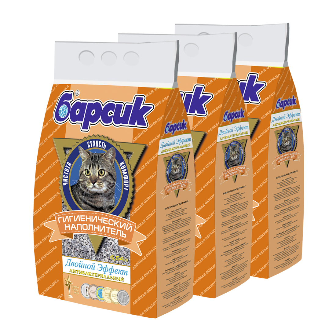 Т00020605*3 Наполнитель для кошачьего туалета Эффект гранулы 4,54л (упаковка - 3 шт) БАРСИК 