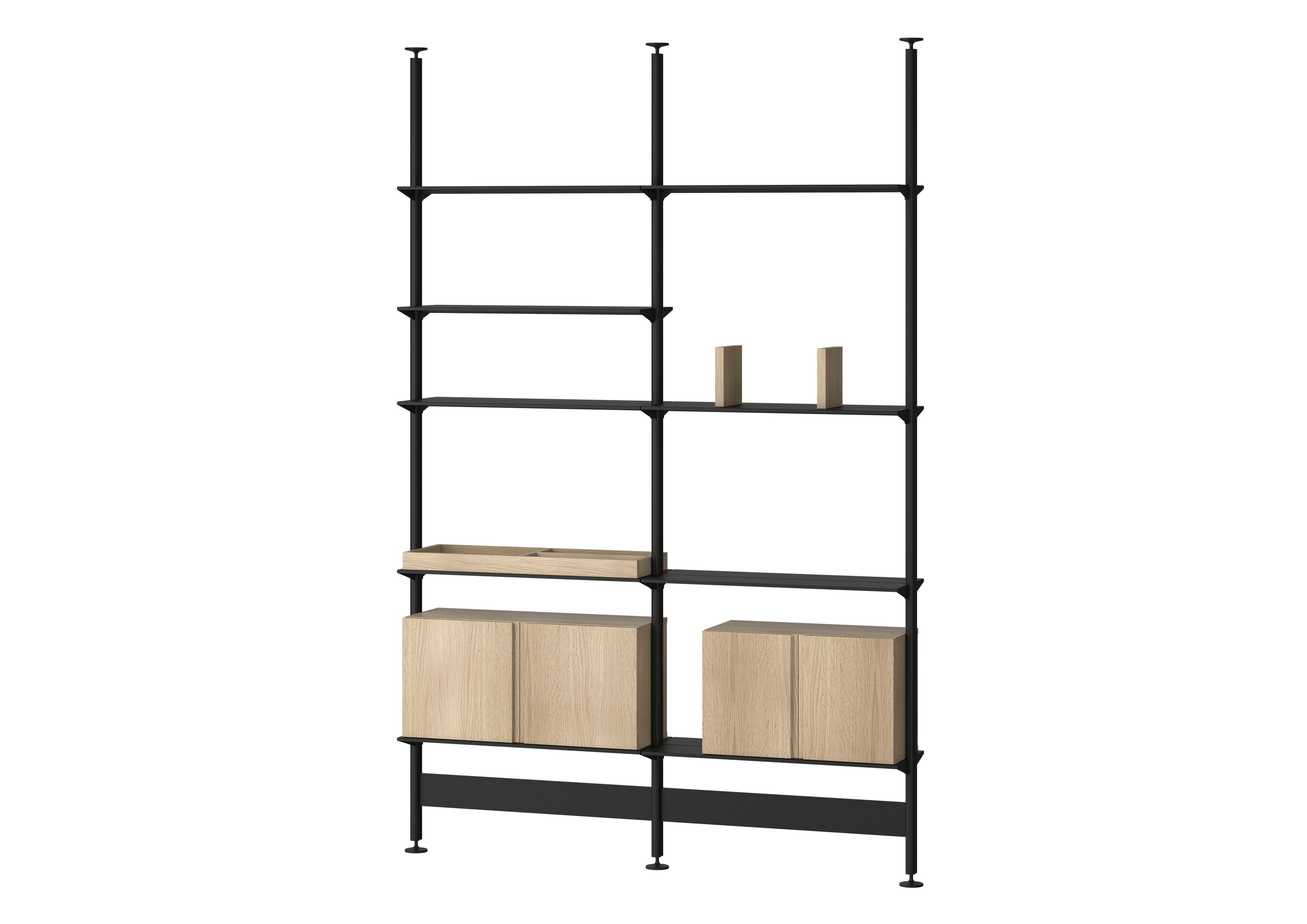 Книжный шкаф из алюминия и дерева с креплением пол-потолок String Furniture Pira ARCH-00102553 - Вид №1
