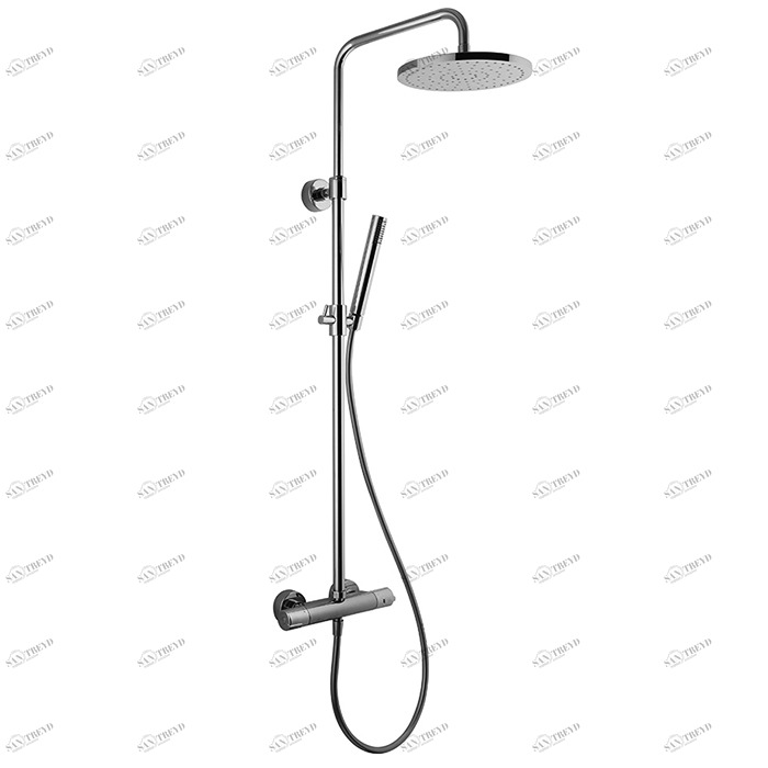 F4885/RP253 Смеситель для душа термостатический внешнего монтажа с душевой стойкой, верхним душем и душевым комплектом FIMA CARLO FRATTINI Wellness 