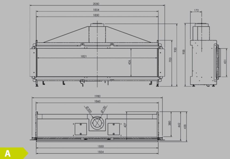 Element4 Настенный газовый стальной камин с панорамным остеклением sun-id-1440586 - Вид №9