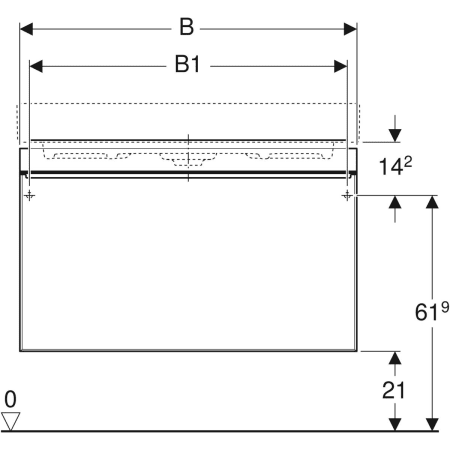 500.556.JI.1 Шкафчик для раковины Geberit Citterio, с одним выдвижным ящиком Geberit  - Вид №3
