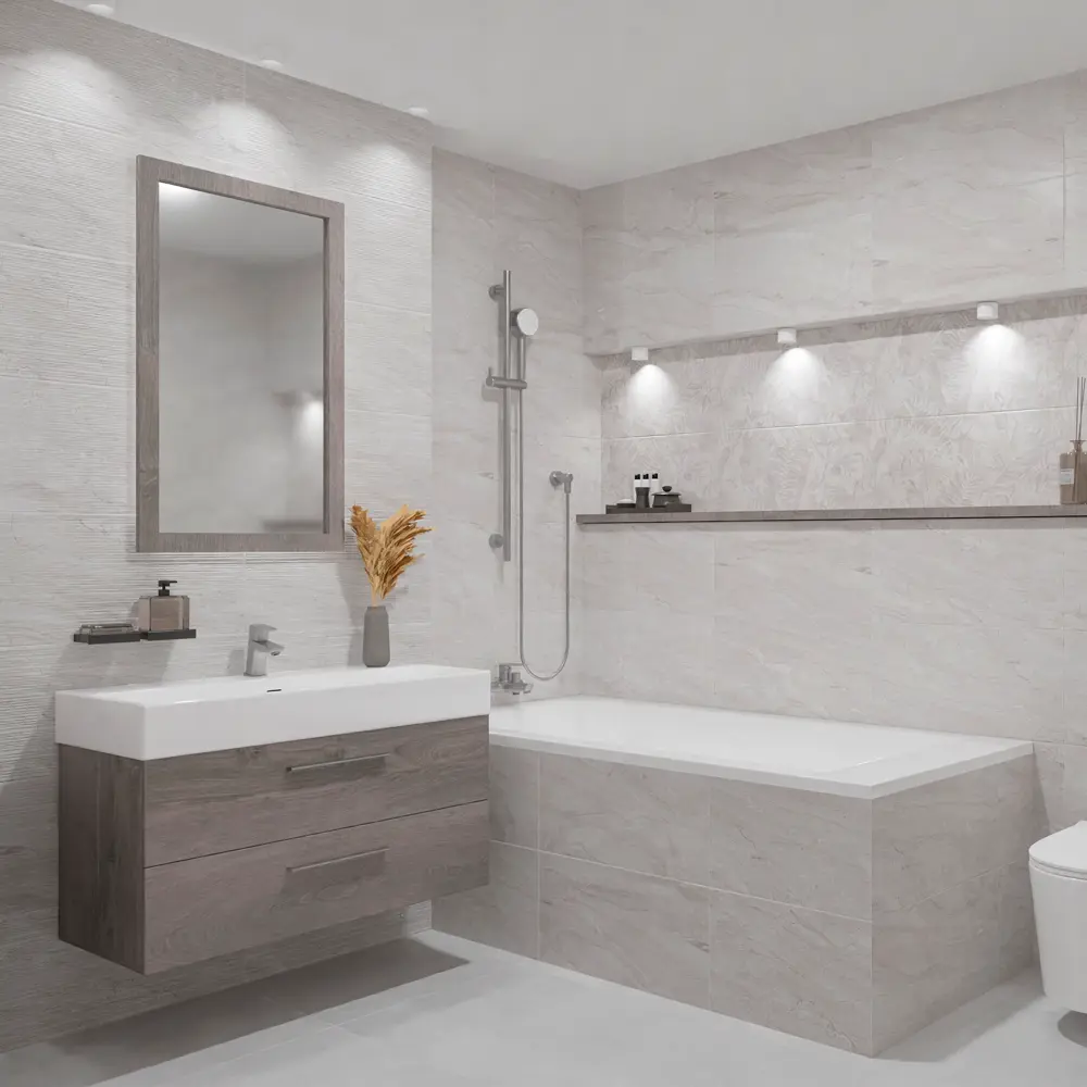 Плитка настенная Azori Portu Perla Strut 31.5x63 см 1.79 м² матовая цвет серый 89401965 STLM-2049054 - Вид №5