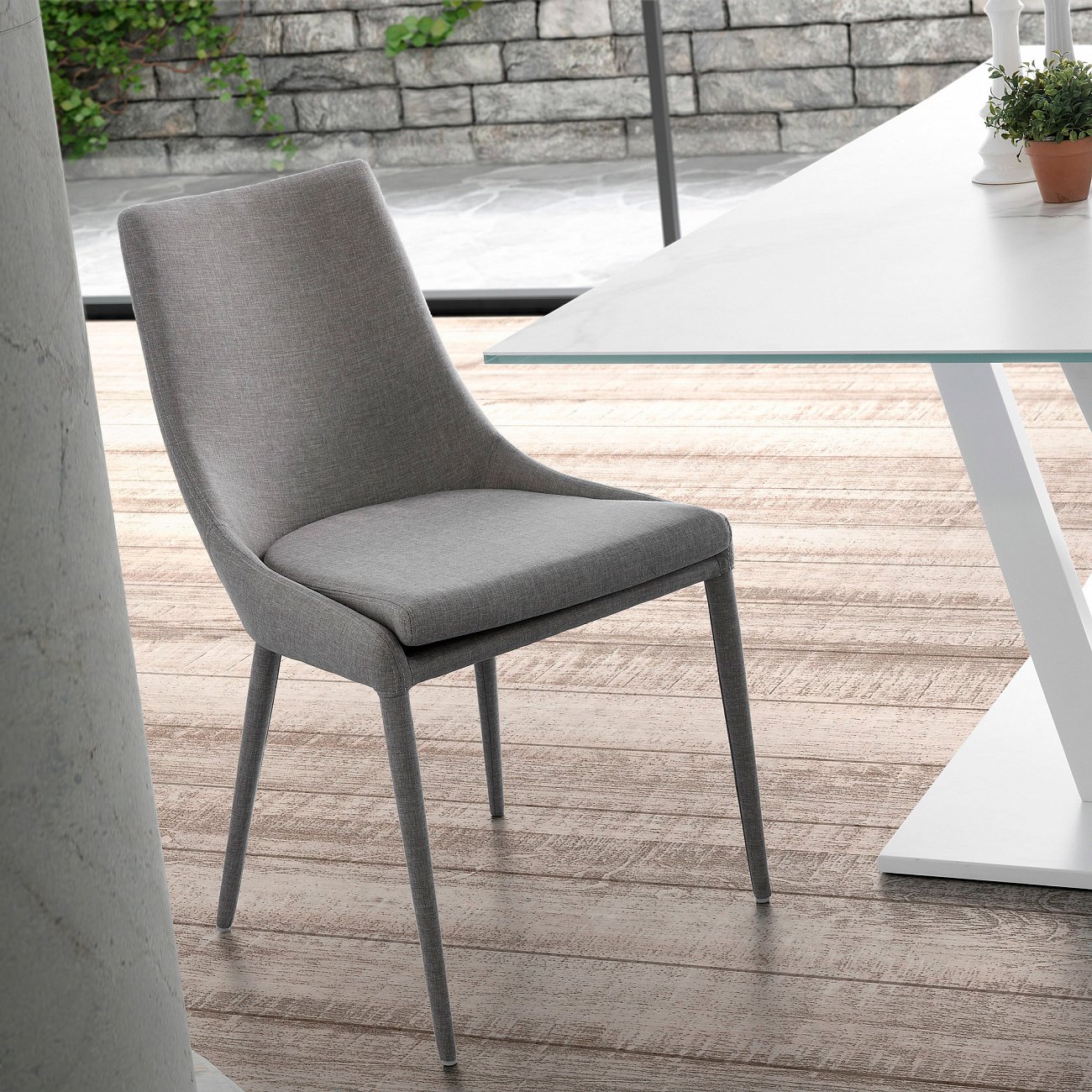 Стул обеденный темно-серая экокожа с тканью Dant от La Forma LA FORMA  148145 Серый  - Вид №4