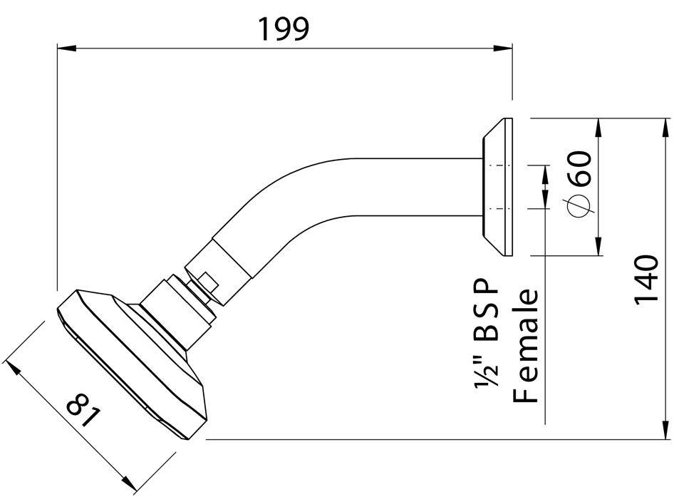 WA215CP Настенный душ Waipori Satinjet на обычном кронштейне Methven  - Вид №1