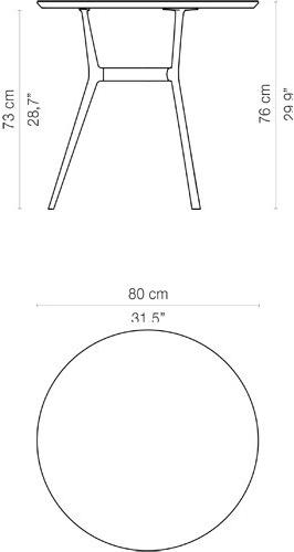 TRIBÙ Круглый садовый стол из гранита и алюминия Branch 07661g/07660g - Вид №6