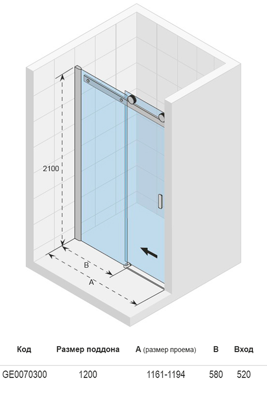 GE0070300 Душевая дверь Riho Baltic Santreyd - Вид №2