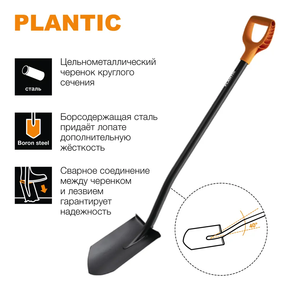 Штыковая лопата Plantic Terra для садовых и строительных работ 84953705 STLM-0057308 - Вид №5