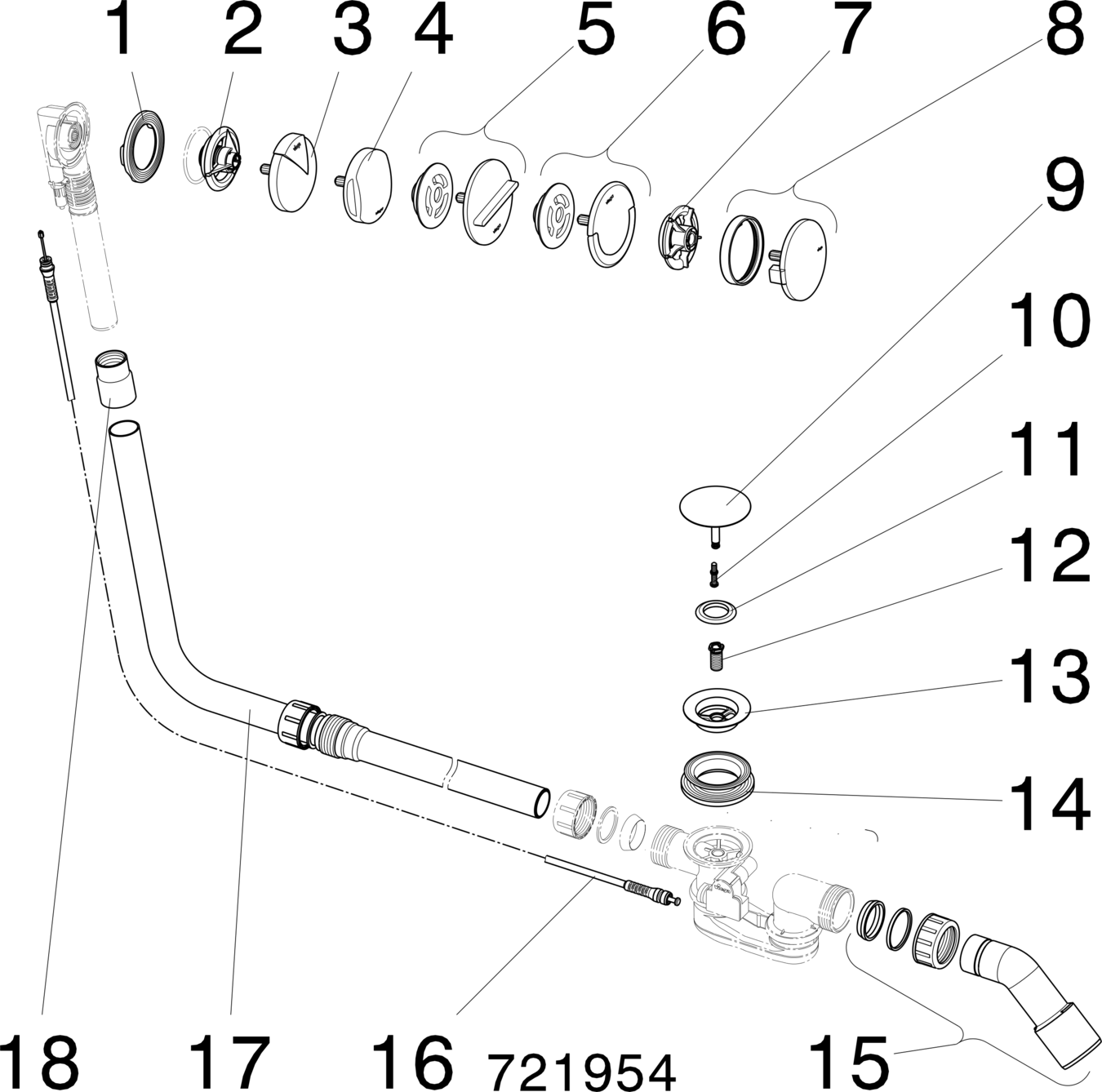 Канализационная арматура  Сифоны для ванн и душевых поддонов  Сифоны для ванн  Не содержит/в комплект не входит: VIEGA 308 889 1) Модель 6163.2 Santreyd  - Вид №2