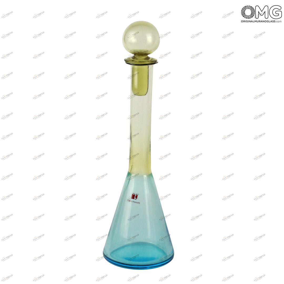1744 ORIGINALMURANOGLASS Сосуд с пробкой Янтарно-Голубой - Carlo Moretti - муранское стекло 10 см 