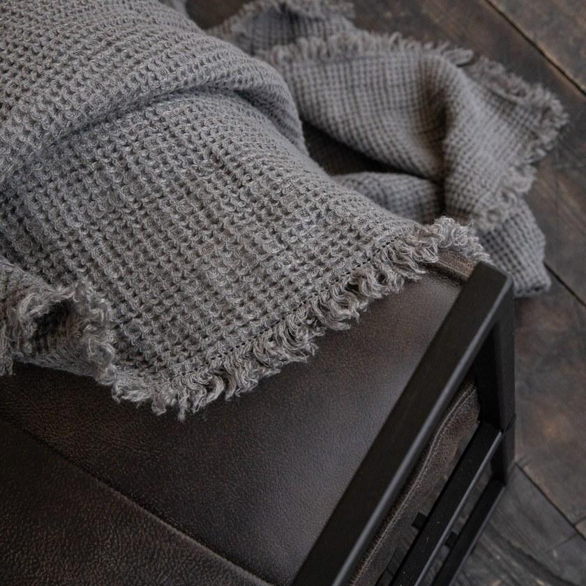 LinenMe Однотонный льняной плед ручной работы Washed waffle big 0673501  - Вид №4