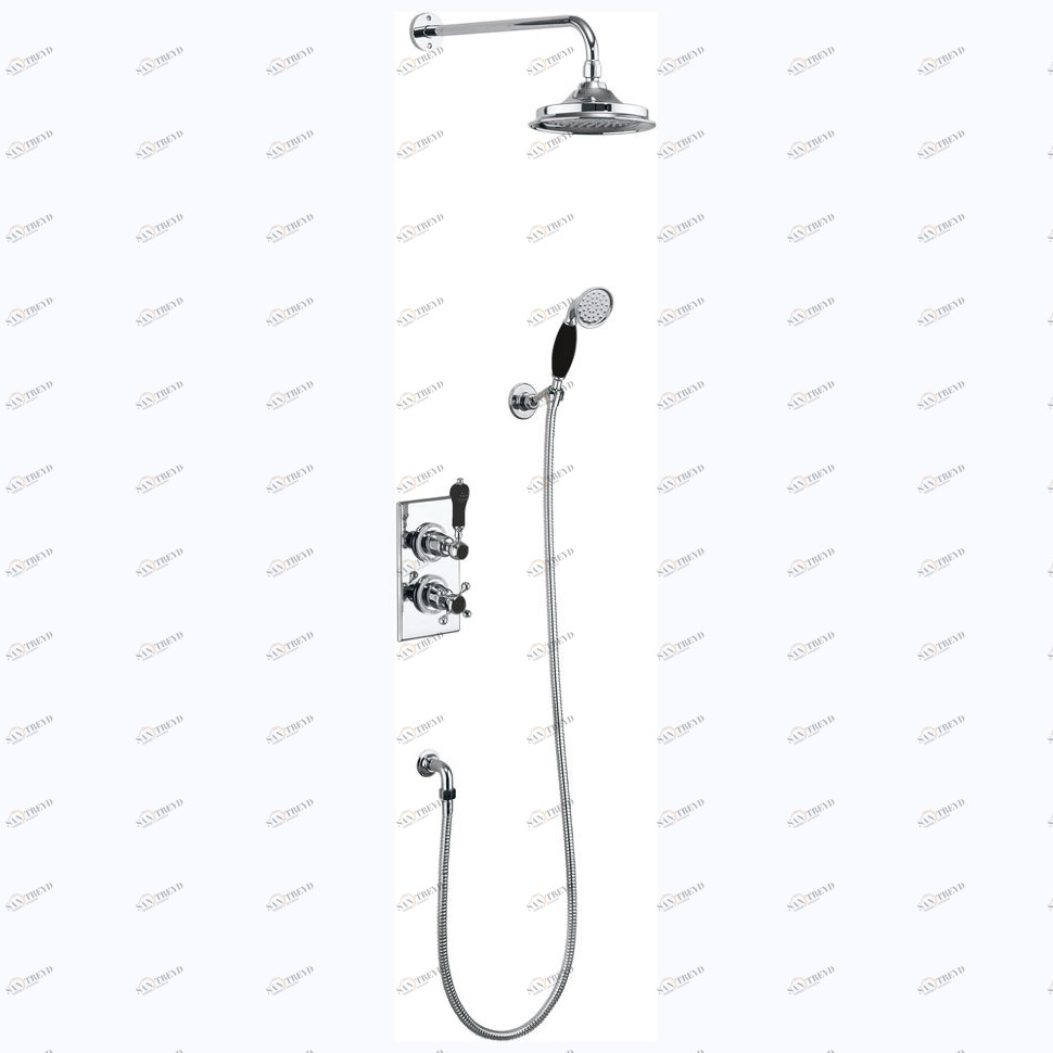 Душевая стойка c встроенным термостатом TF2S c душевой насадкой 6'', серия Black Trent Burlington TF2S BLA, V16