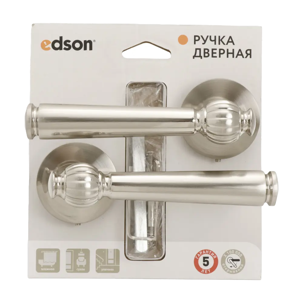 Дверная ручка на розетке Edson EDS-31-R2 без запирания цвет никель STLM-2080245 - Вид №2