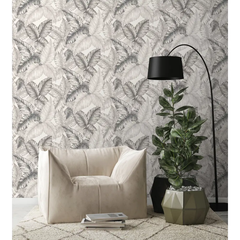 Артекс Флора - флизелиновые обои графитового оттенка для стильного интерьера 86149909 STLM-0066513 - Вид №2