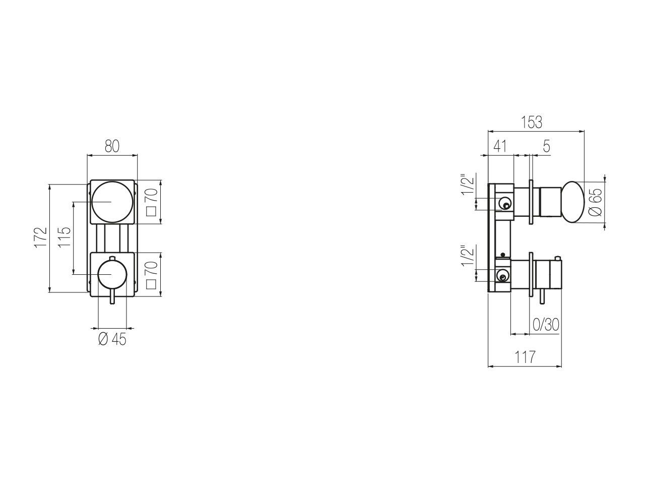 Термостатический смеситель для душа с 2 отверстиями и переключателем Radomonte Mirò ARCH-00094640 - Вид №5