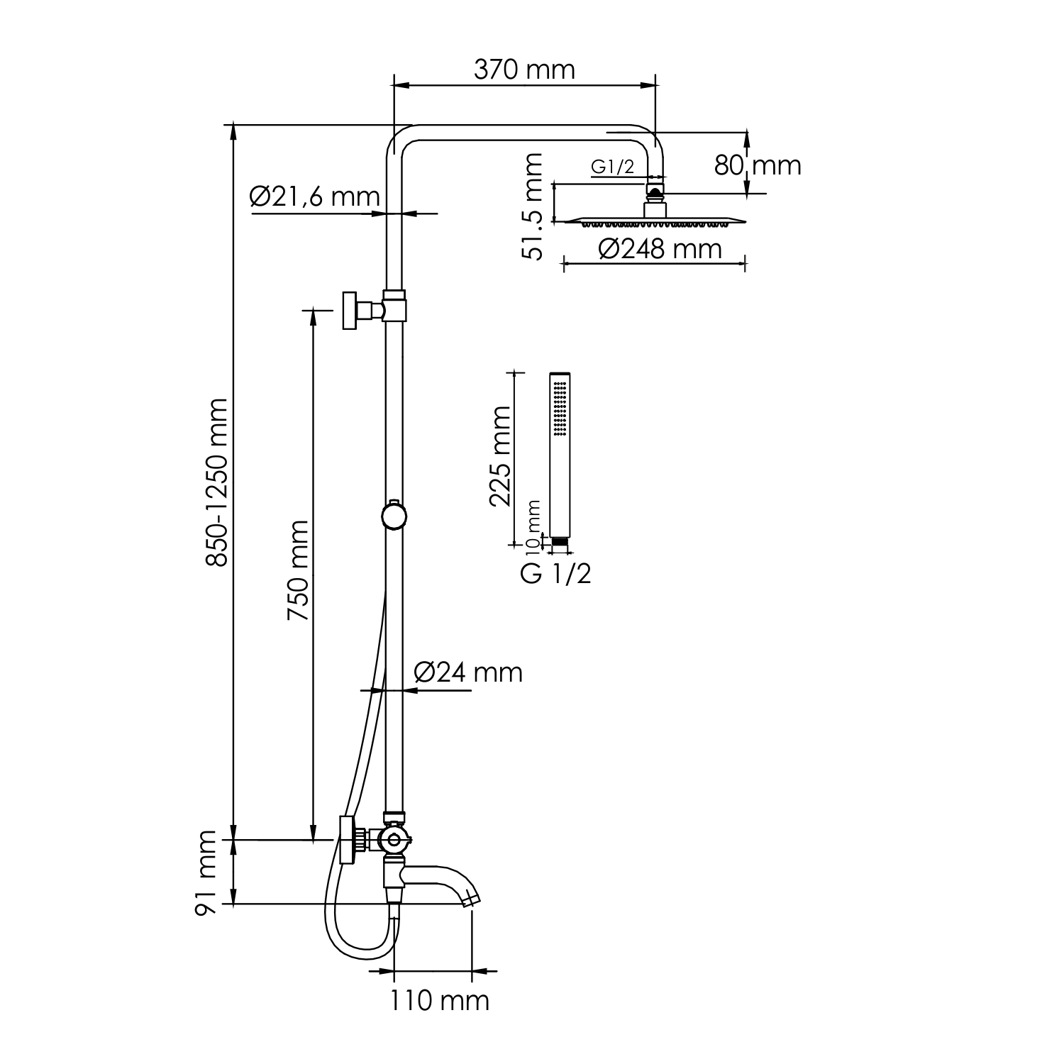 A288.258.217.BM Thermo Душевой комплект с термостатическим смесителем WasserKRAFT  - Вид №1